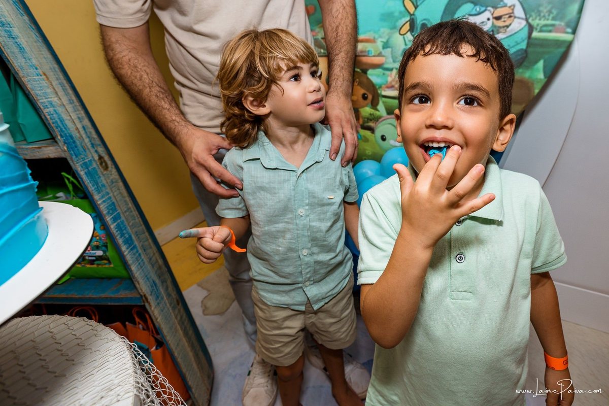 fotografia de Aniversario infantil, festa de 4 anos de Heitor no Brinkids no Natal Shopping, com tema Octonautas, brincadeiras, diversão para as crianças e muito carinho de familiares e amigos.