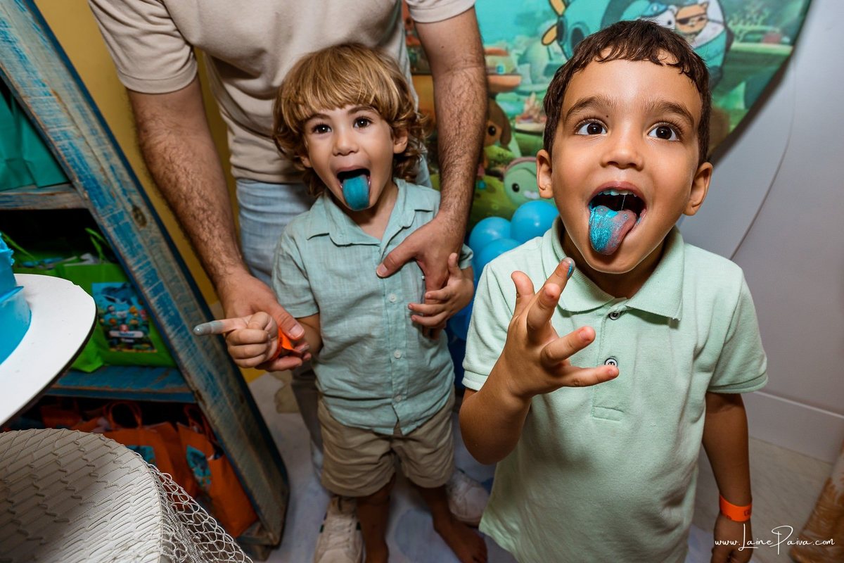 fotografia de Aniversario infantil, festa de 4 anos de Heitor no Brinkids no Natal Shopping, com tema Octonautas, brincadeiras, diversão para as crianças e muito carinho de familiares e amigos.