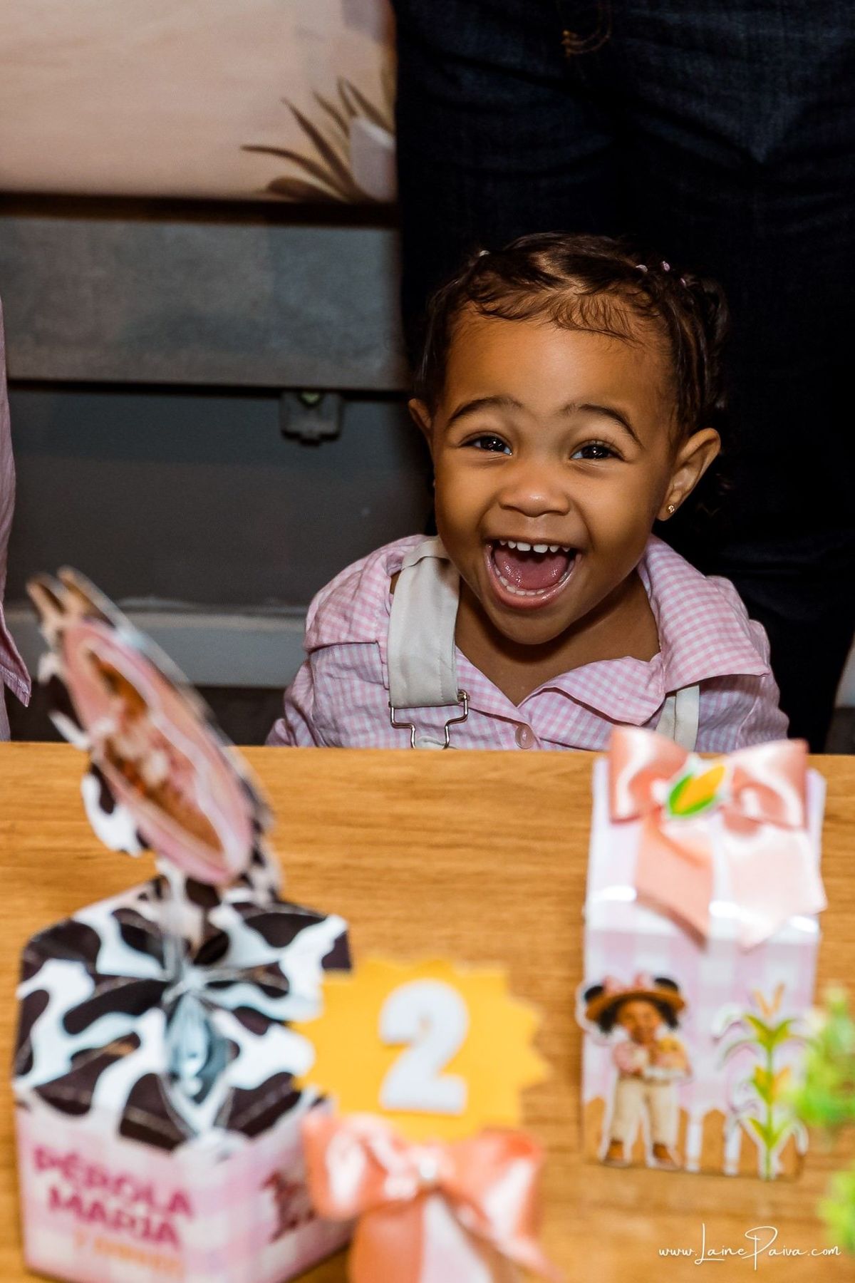 Fotografia de aniversário infantil da Pérola, festa de 2 anos com tema Fazendinha da Minnie na Game Station do Natal Shopping, em Natal/RN. Diversão, piscina de bolinhas, brinquedos e momentos especiais com família e amigos.