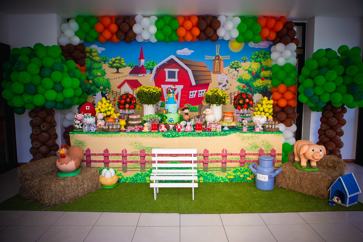 decoração da festa com tema a fazendinha