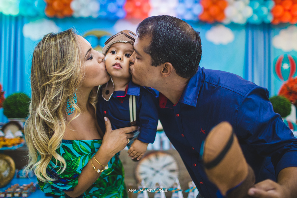 Festa de 1 ano do Bento, com o tema Aviador, fotografada por Ana Kacurin, no Rio de Janeiro