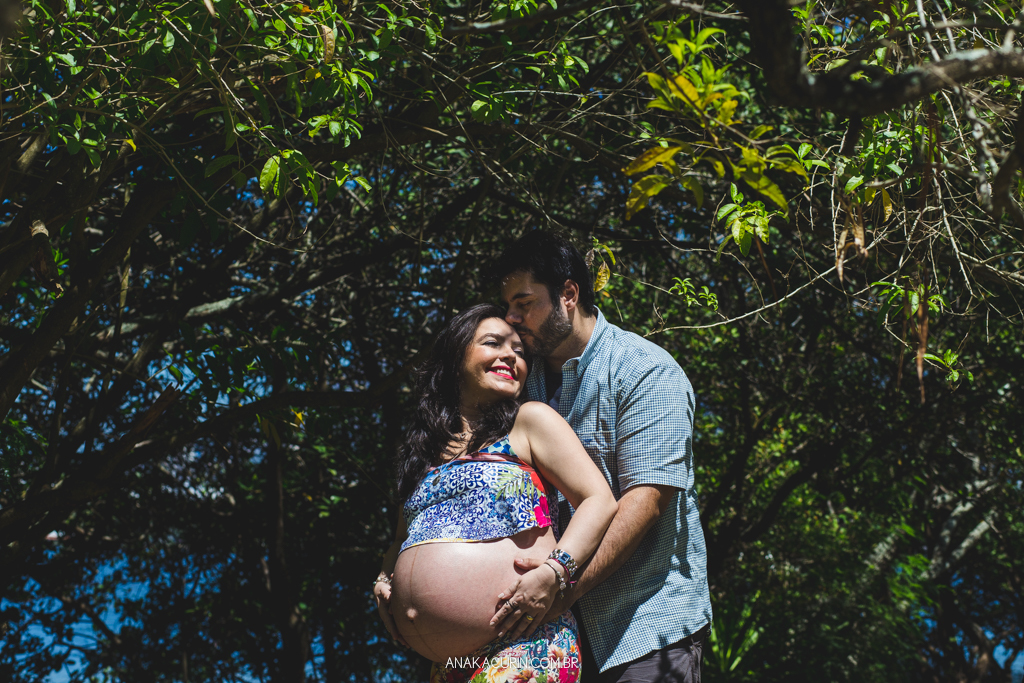 Ensaio gestante Flávia e Fábio na Lagoa Rodrigo de Freitas com Simba cachorro