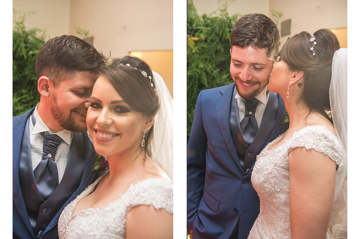 Noivos trocando carinhos durante a cerimônia de casamento. Foto por Marco Moscarelli Fotografo