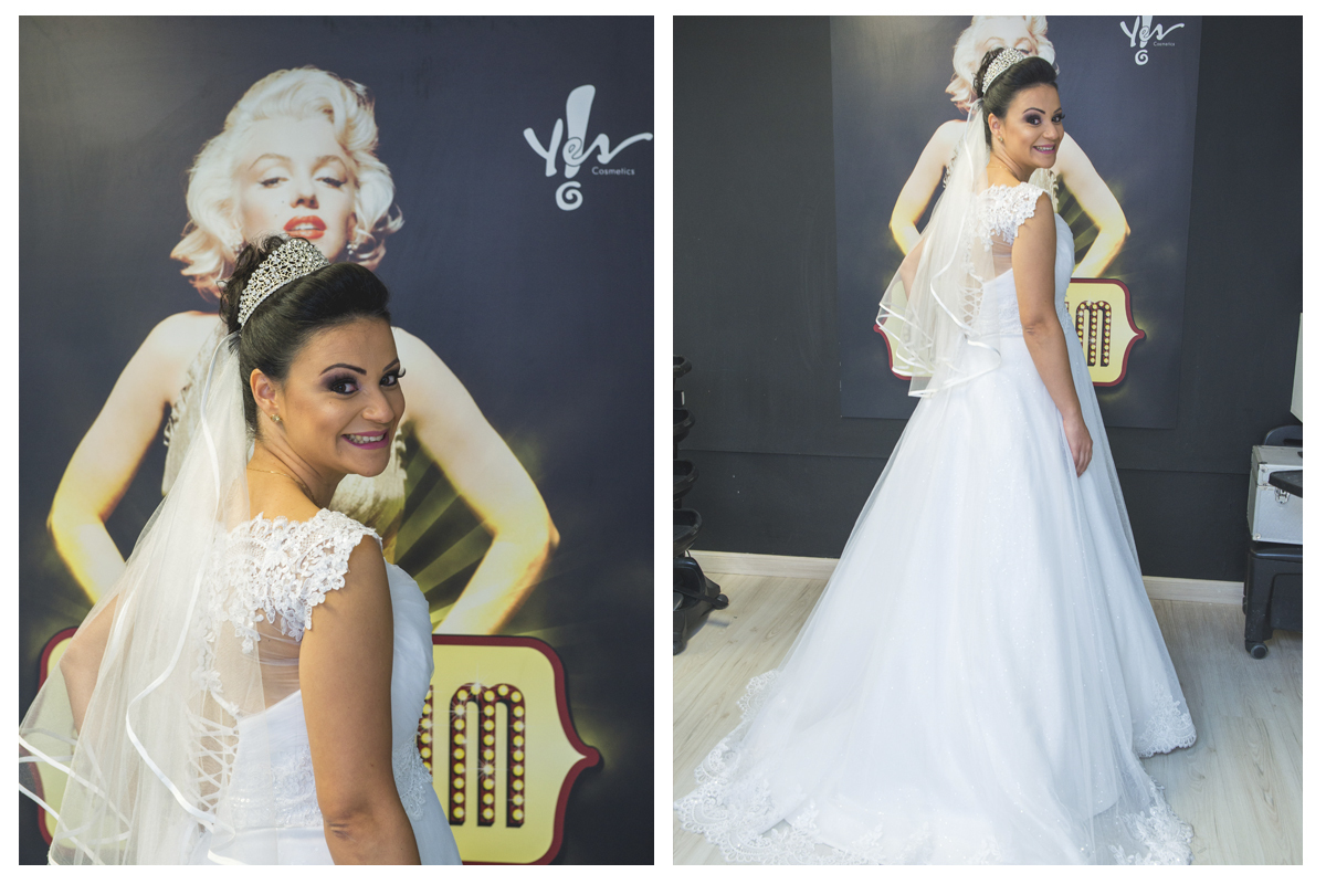 Ultimo ajuste no vestido da noiva antes de ir para o caamento. Foto por Marco Moscareli