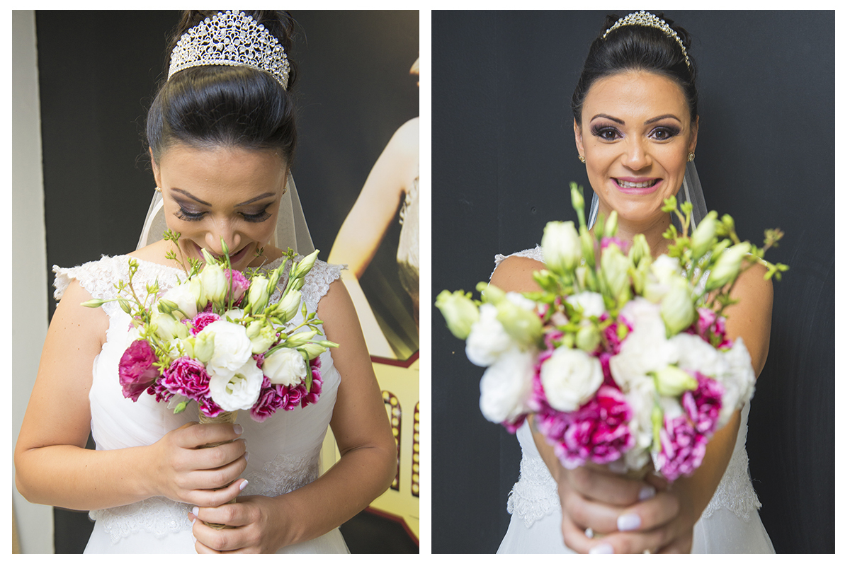 Noiva posando para foto com seu lindo buque. Foto por Marco Moscarelli