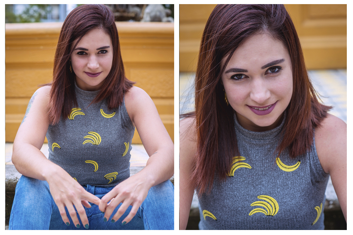 Aniversariante e modelo posando para foto no chafariz da praça coronel Pedo Osório em Pelotas. Foto por Marco Moscarelli