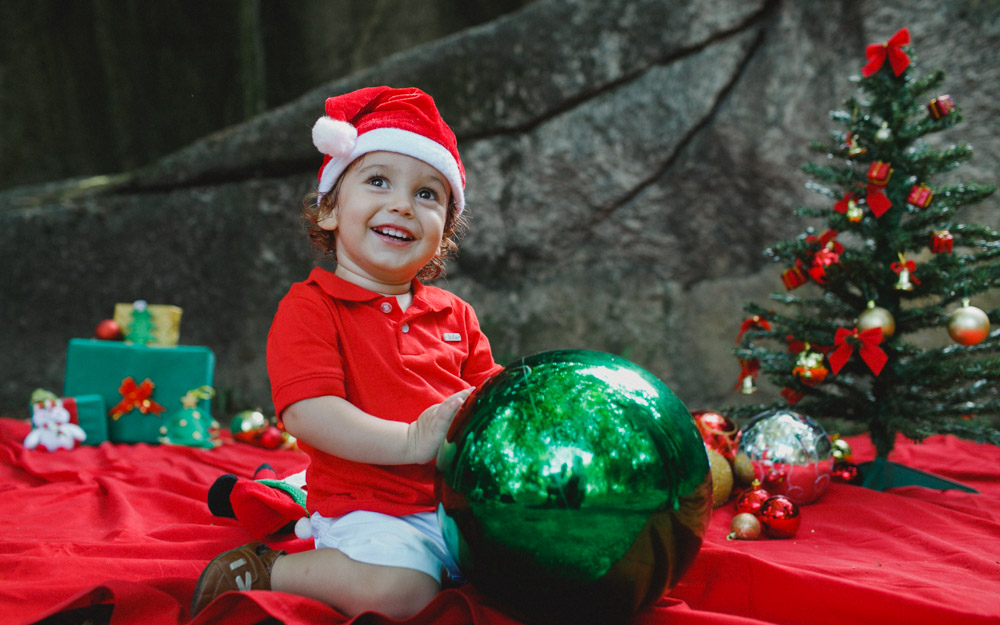 Enfeite de Natal | &Aacute;rvore de Natal | Papai Noel | Fotografia de Fam&iacute;lia | Fotografia Externa