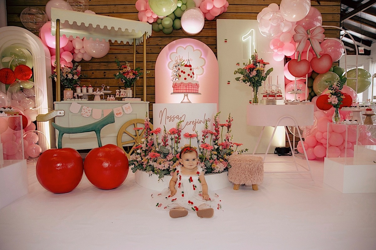 aniversario - aniversario infantil - maria otavia 1 ano - festa de 1 ano - fotografos jaraguá do sul - fotografia de familia - fotografia infantil - chroma fotografia - tema cereja