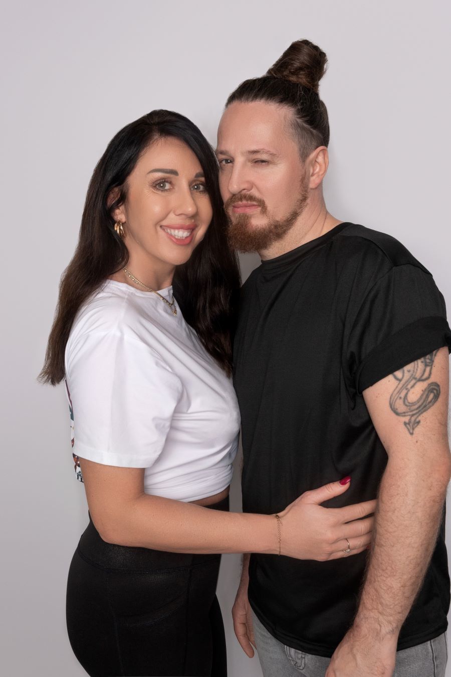 couple beard hug love portrait 