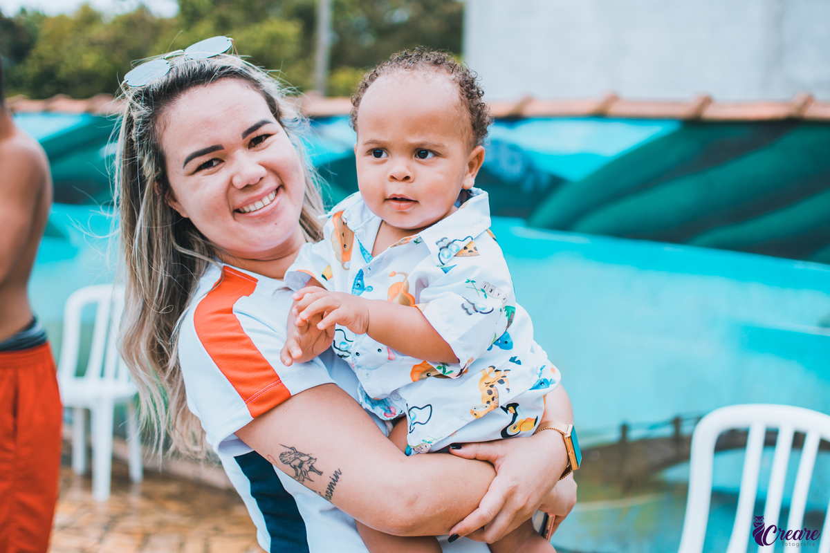 Fotografia de festa infantil, aniversário de 1 ano do bebê, realizado no Rancho do Caipira, cidade de Mauá, ABC Paulista.