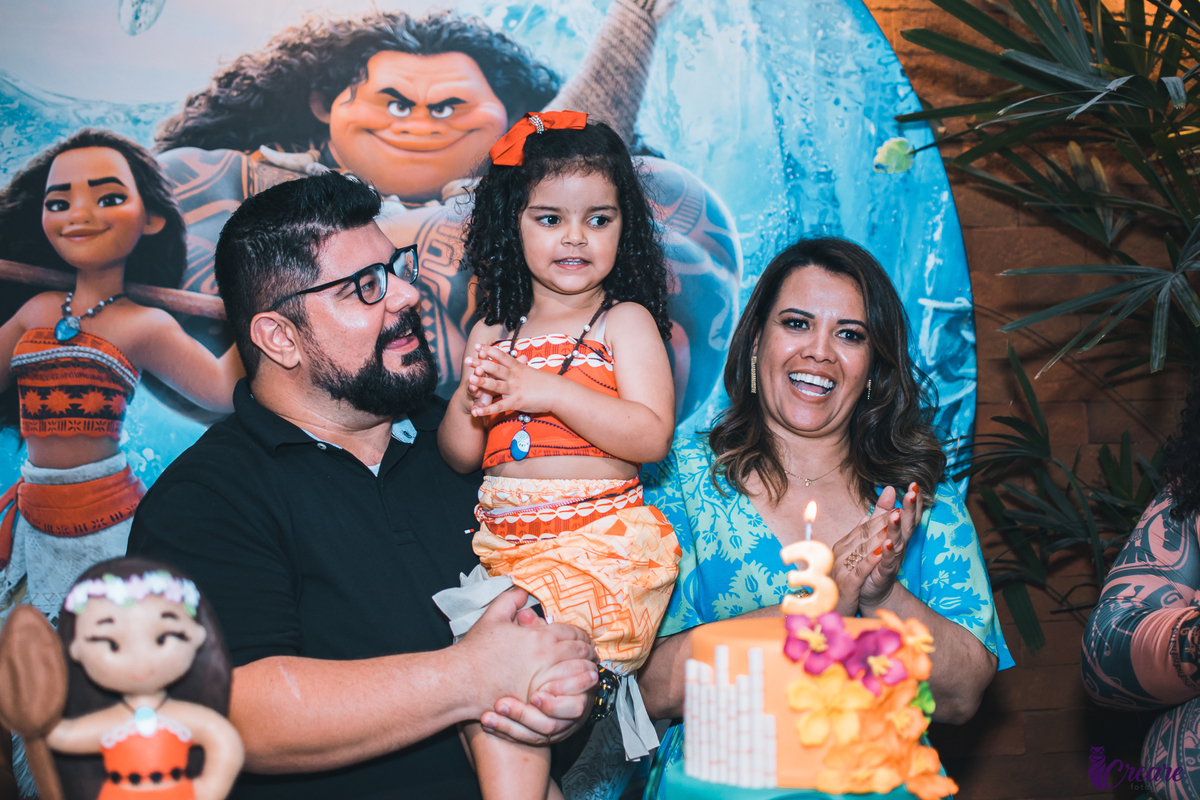 Aniversário infantil, com tema moana, realizado no buffet vila kids galpão, localizado na cidade de Santo André, ABC Paulista.