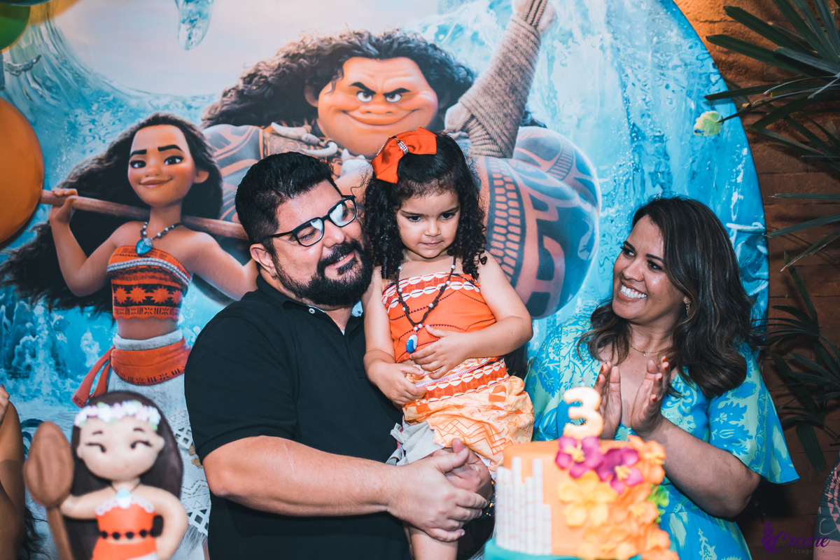 Aniversário infantil, com tema moana, realizado no buffet vila kids galpão, localizado na cidade de Santo André, ABC Paulista.