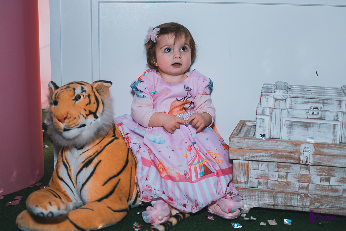 Fotografia de aniversário infantil, realizado no buffet Planeta Rizzo, localizado em Santo André, ABC Paulista. Tema da decoração Circo. 