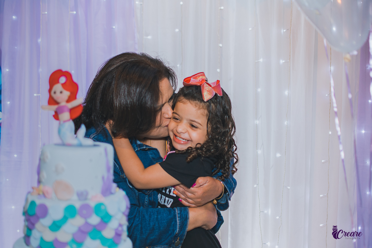 Aniversário infantil com tema pequena sereia, realizado no buffet Planeta Rizzo, localizado na cidade de Santo André, ABC Paulista.