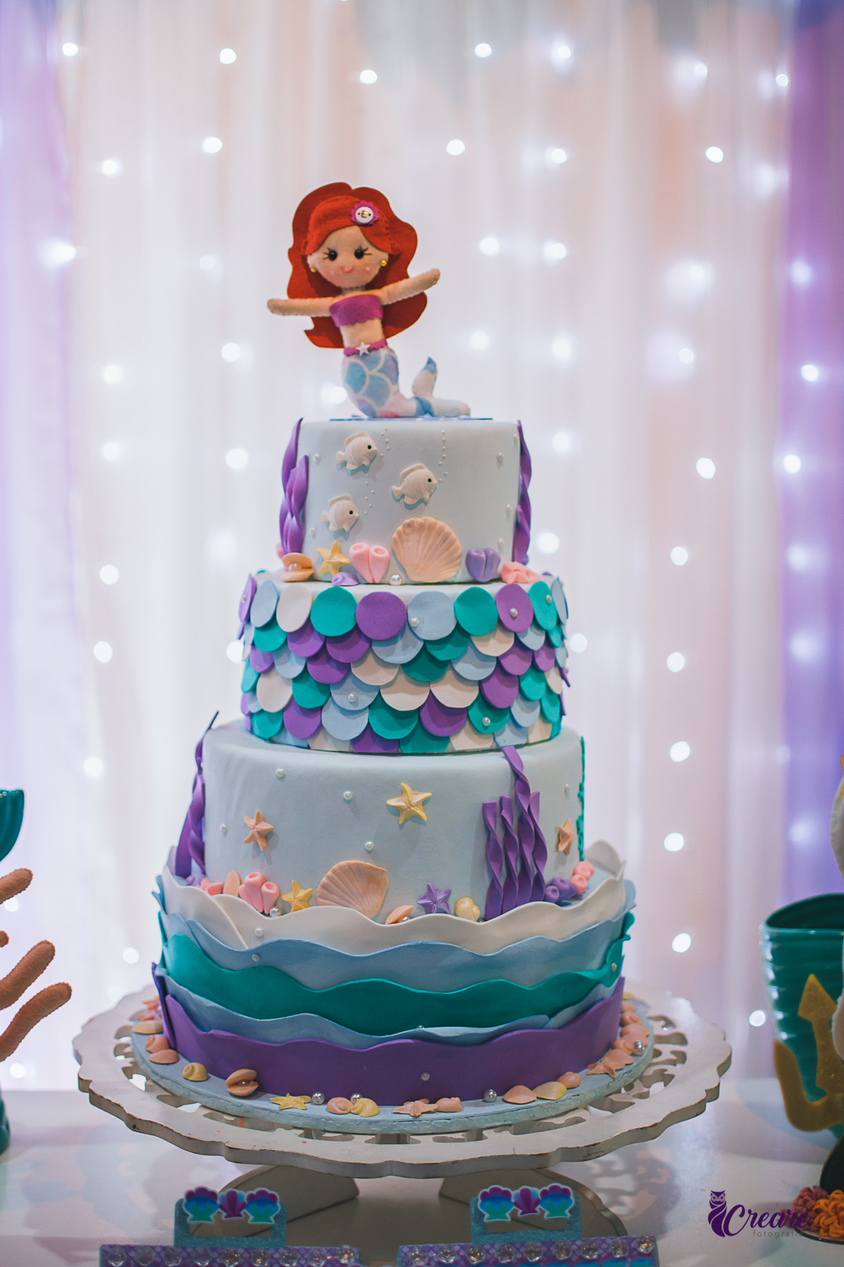 Aniversário infantil com tema pequena sereia, realizado no buffet Planeta Rizzo, localizado na cidade de Santo André, ABC Paulista.