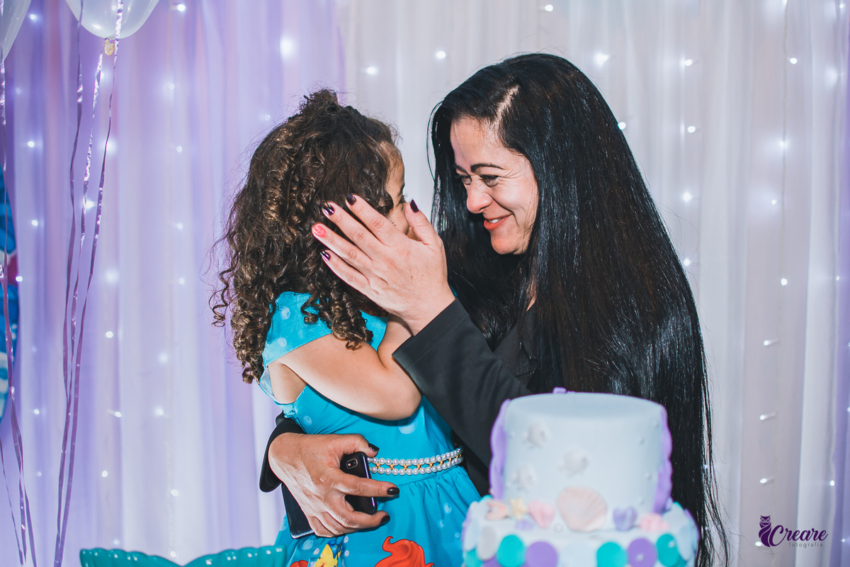 Aniversário infantil com tema pequena sereia, realizado no buffet Planeta Rizzo, localizado na cidade de Santo André, ABC Paulista.