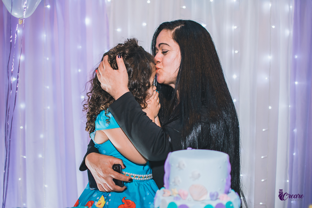 Aniversário infantil com tema pequena sereia, realizado no buffet Planeta Rizzo, localizado na cidade de Santo André, ABC Paulista.
