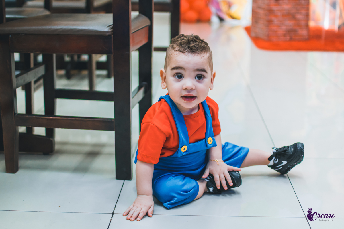Fotografia de aniversário infantil, com tema Mario Bros, realizado na cidade de Mauá, buffet Pula Pula, Fotógrafo abc paulista.