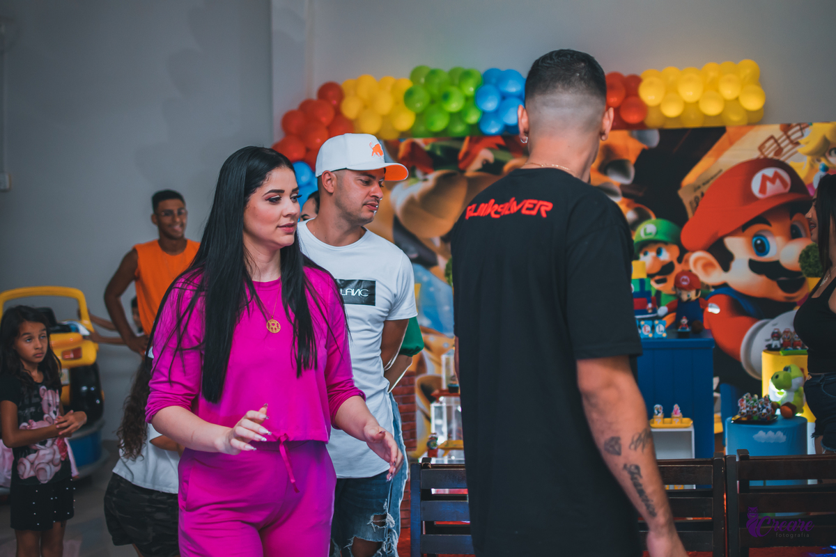Fotografia de aniversário infantil, com tema Mario Bros, realizado na cidade de Mauá, buffet Pula Pula, Fotógrafo abc paulista.