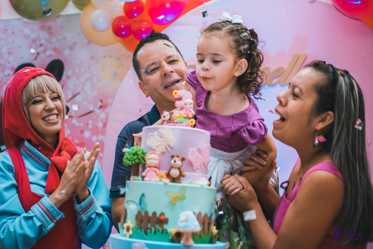 Aniversário infantil, Buffet infantil Megauê, localizado em Santo André, ABC Paulista. Fotografia de festa infantil, tema Masha e o Urso.