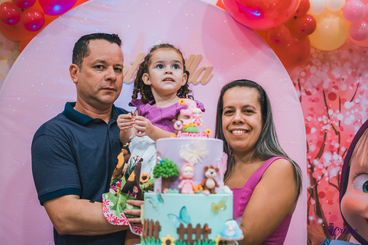 Aniversário infantil, Buffet infantil Megauê, localizado em Santo André, ABC Paulista. Fotografia de festa infantil, tema Masha e o Urso.