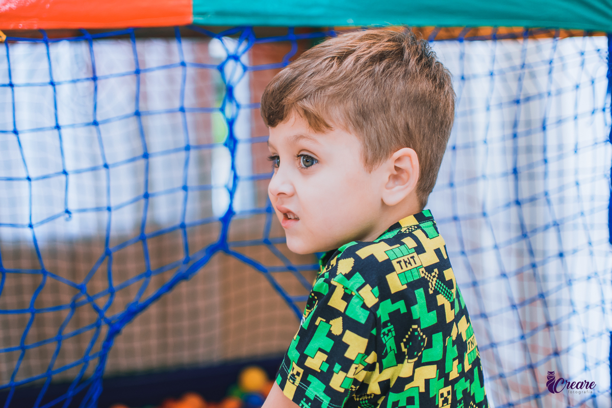 Aniversário infantil, fotografia de aniverseario com decoração de minecraft. Buffet infantil em Santo André. Festa infantil.