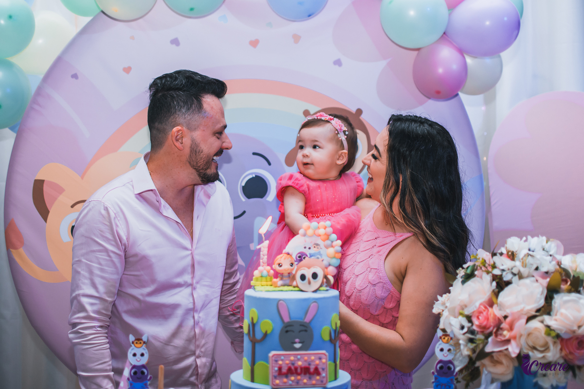 Aniversário infantil com tema bolofofos, realizado no Buffet É Pique em Mauá. Fotógrafo. Festa de menina.
