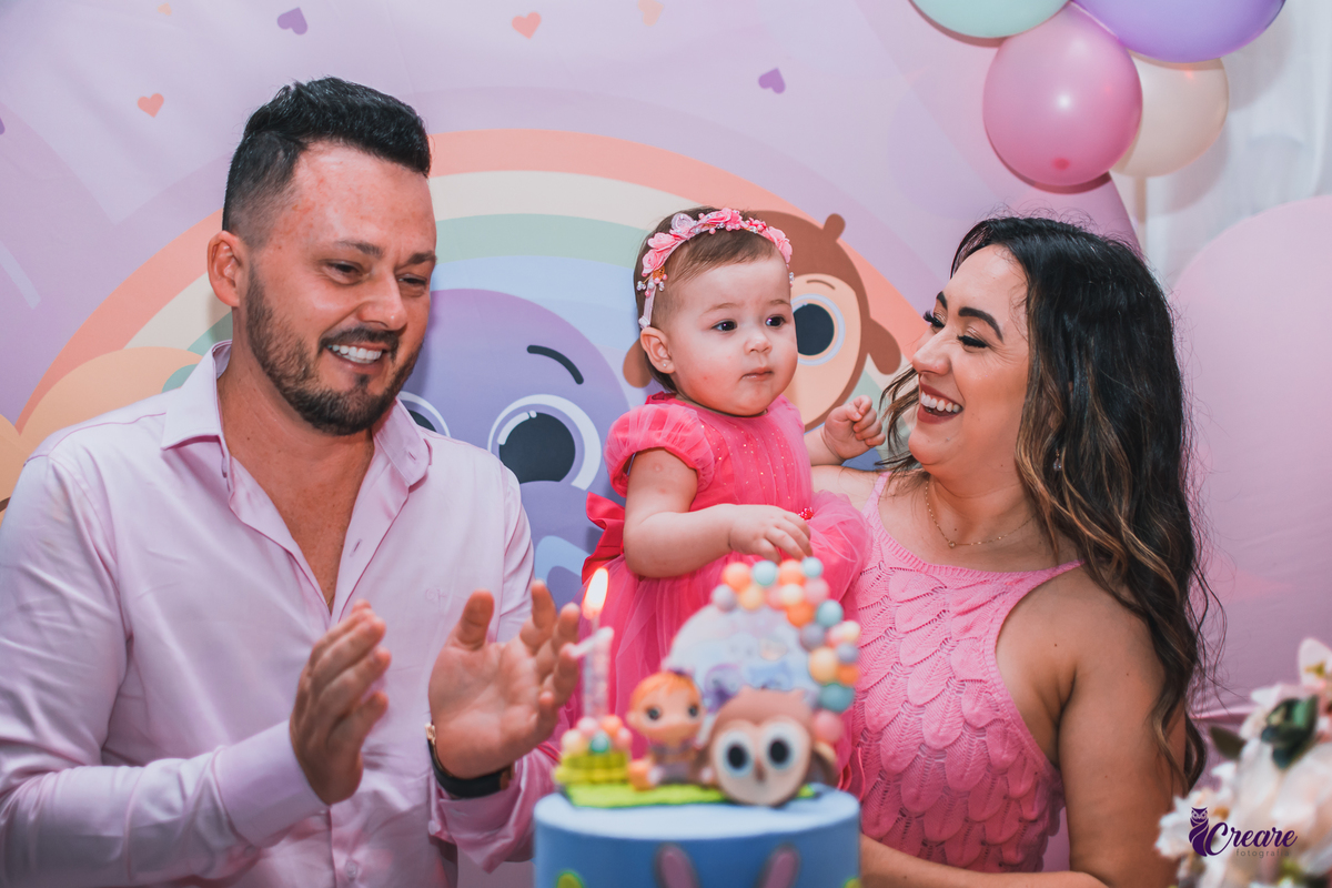 Aniversário infantil com tema bolofofos, realizado no Buffet É Pique em Mauá. Fotógrafo. Festa de menina.
