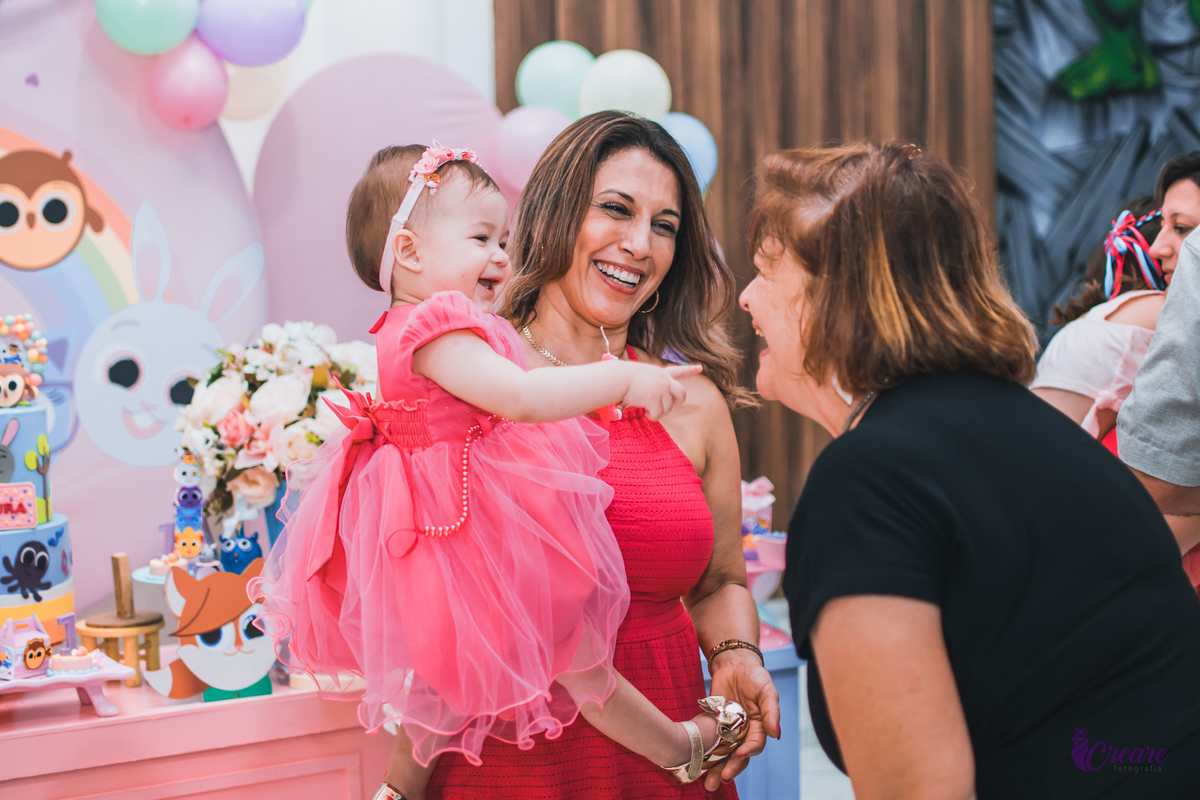 Aniversário infantil com tema bolofofos, realizado no Buffet É Pique em Mauá. Fotógrafo. Festa de menina.
