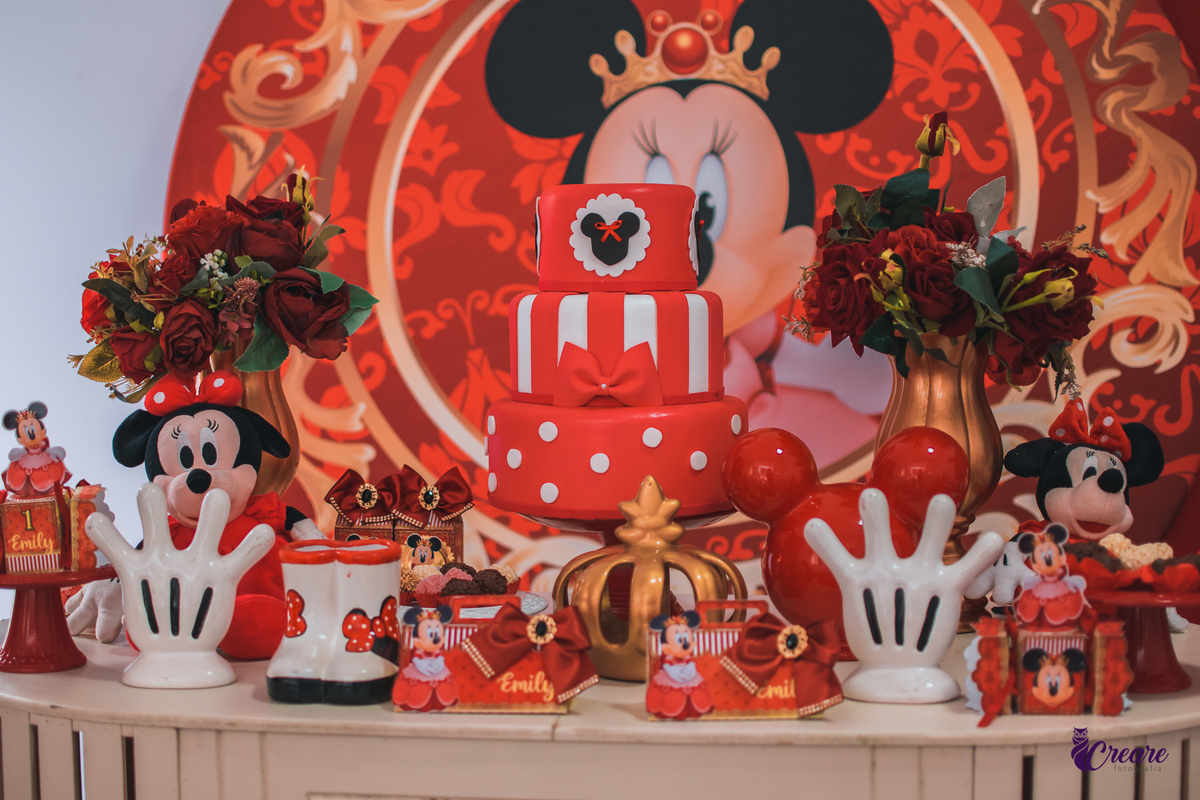 Aniversário infantil de um aninho com decoração tema minnie. Fotógrafo infantil em Mauá, ABC Paulista. Festa de menina, aniversário de 1 ano, festa de um ano, festa infantil. Fotógrafo Santo André, fotógrafo Mauá.