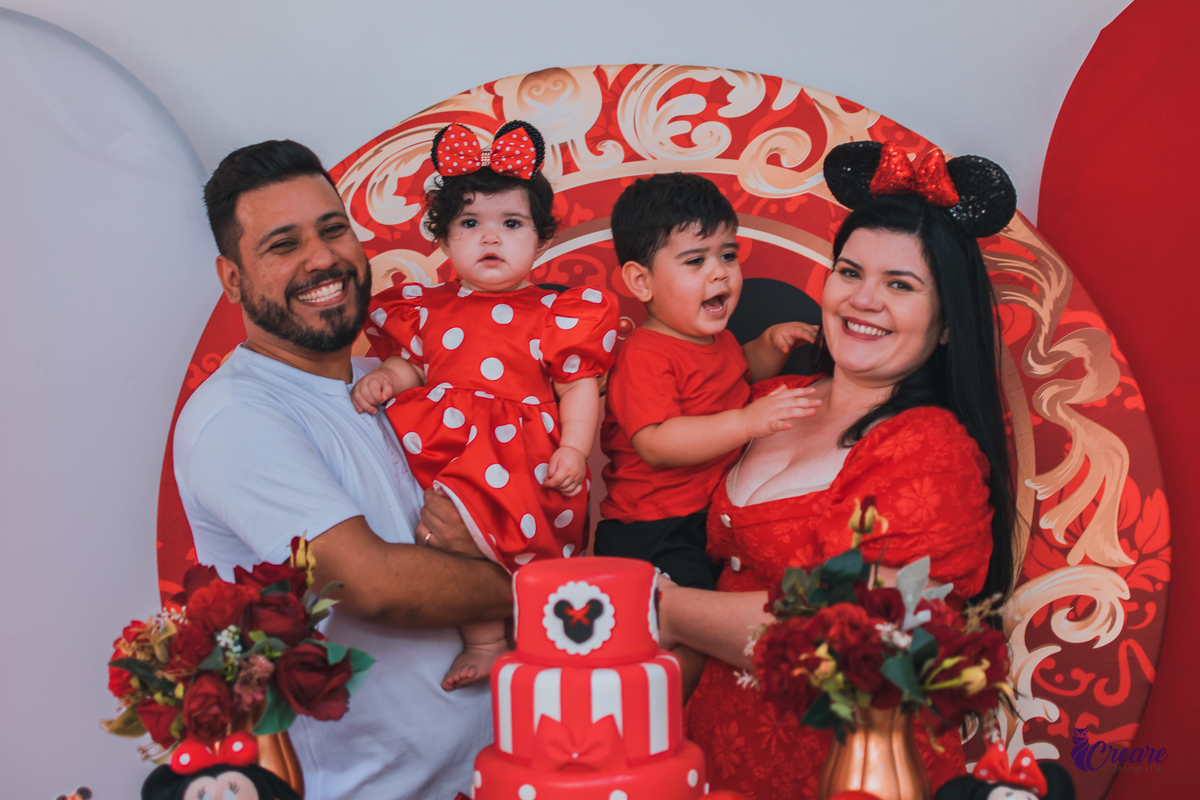 Aniversário infantil de um aninho com decoração tema minnie. Fotógrafo infantil em Mauá, ABC Paulista. Festa de menina, aniversário de 1 ano, festa de um ano, festa infantil. Fotógrafo Santo André, fotógrafo Mauá.