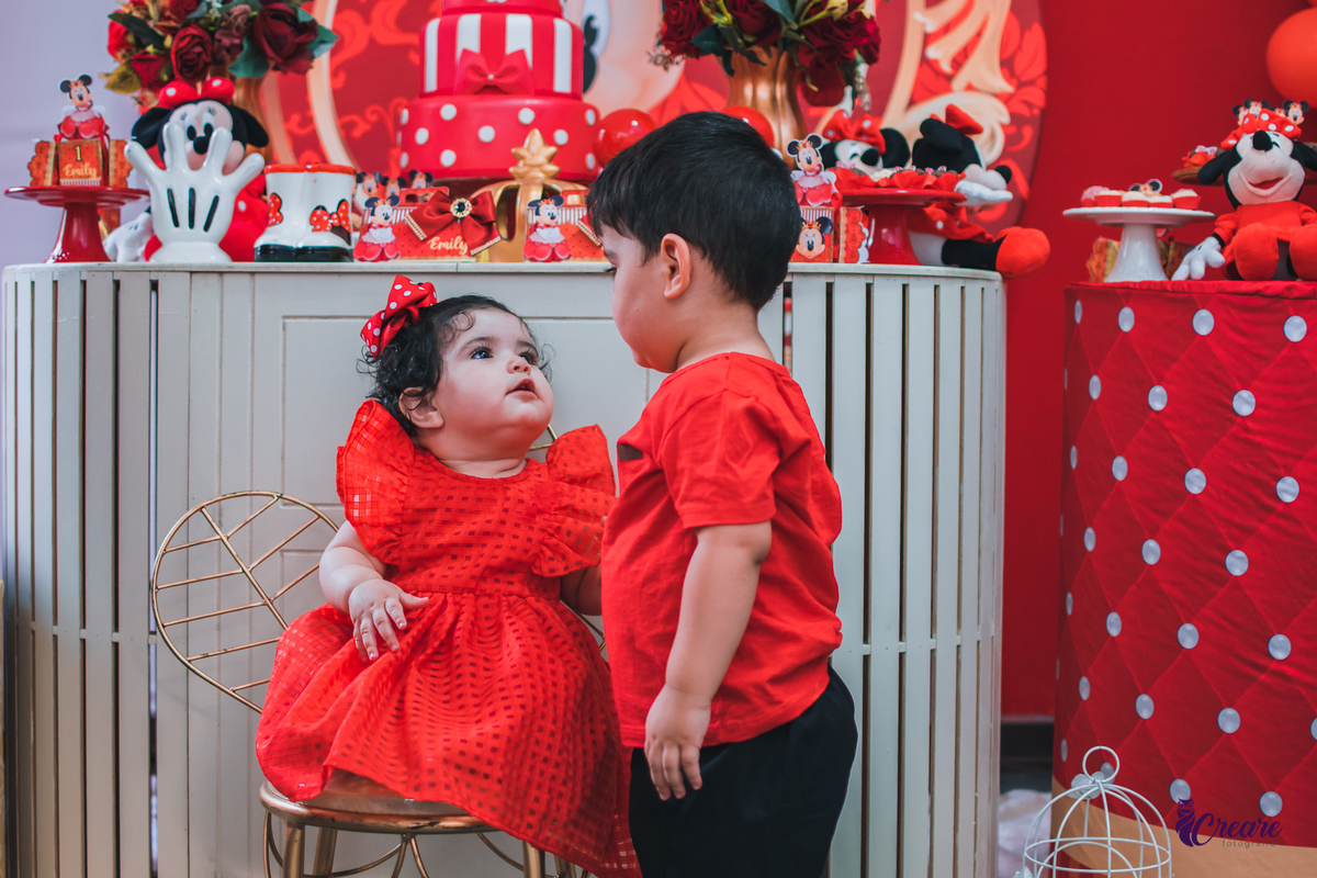 Aniversário infantil de um aninho com decoração tema minnie. Fotógrafo infantil em Mauá, ABC Paulista. Festa de menina, aniversário de 1 ano, festa de um ano, festa infantil. Fotógrafo Santo André, fotógrafo Mauá.