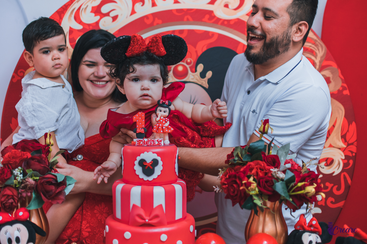 Aniversário infantil de um aninho com decoração tema minnie. Fotógrafo infantil em Mauá, ABC Paulista. Festa de menina, aniversário de 1 ano, festa de um ano, festa infantil. Fotógrafo Santo André, fotógrafo Mauá.