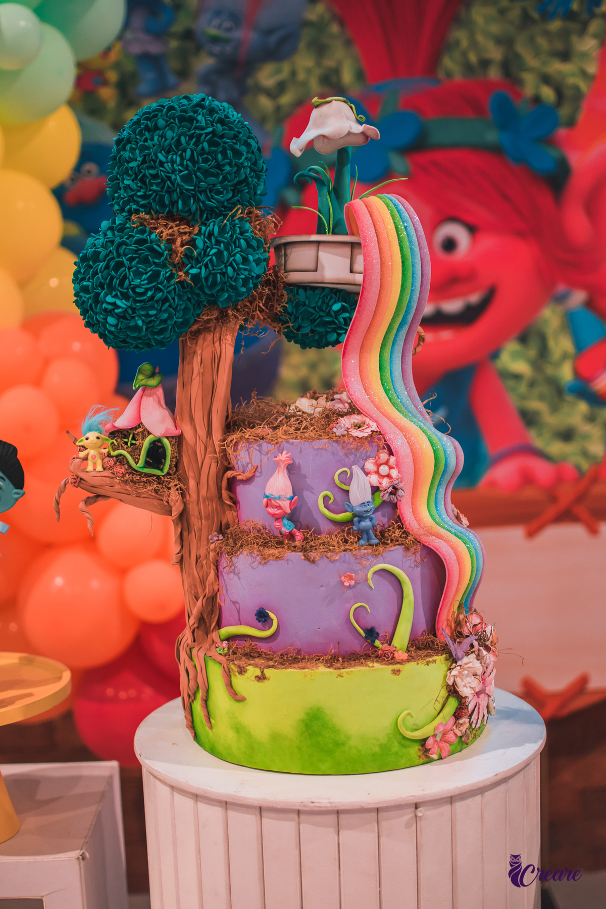 aniversário infantil, festa infantil, Buffet Vila Kids Galpão, decoração Trolls, fotógrafo em Santo André. Festa de menina