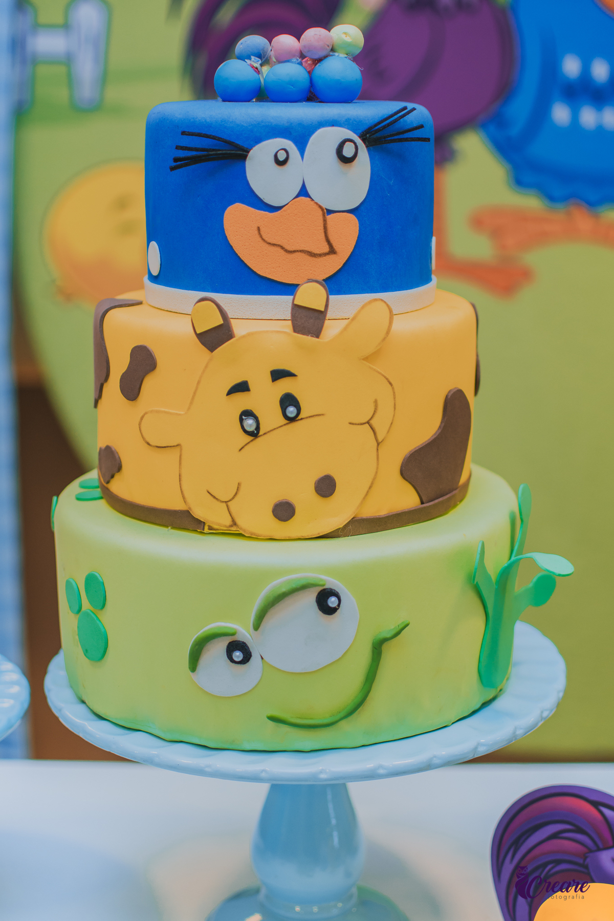 fotografia de aniversário infantil, festa de dois anos de menino. Decoração tema Galinha Pintadinha, festa em casa, fotógrafo em São Bernardo do Campo.