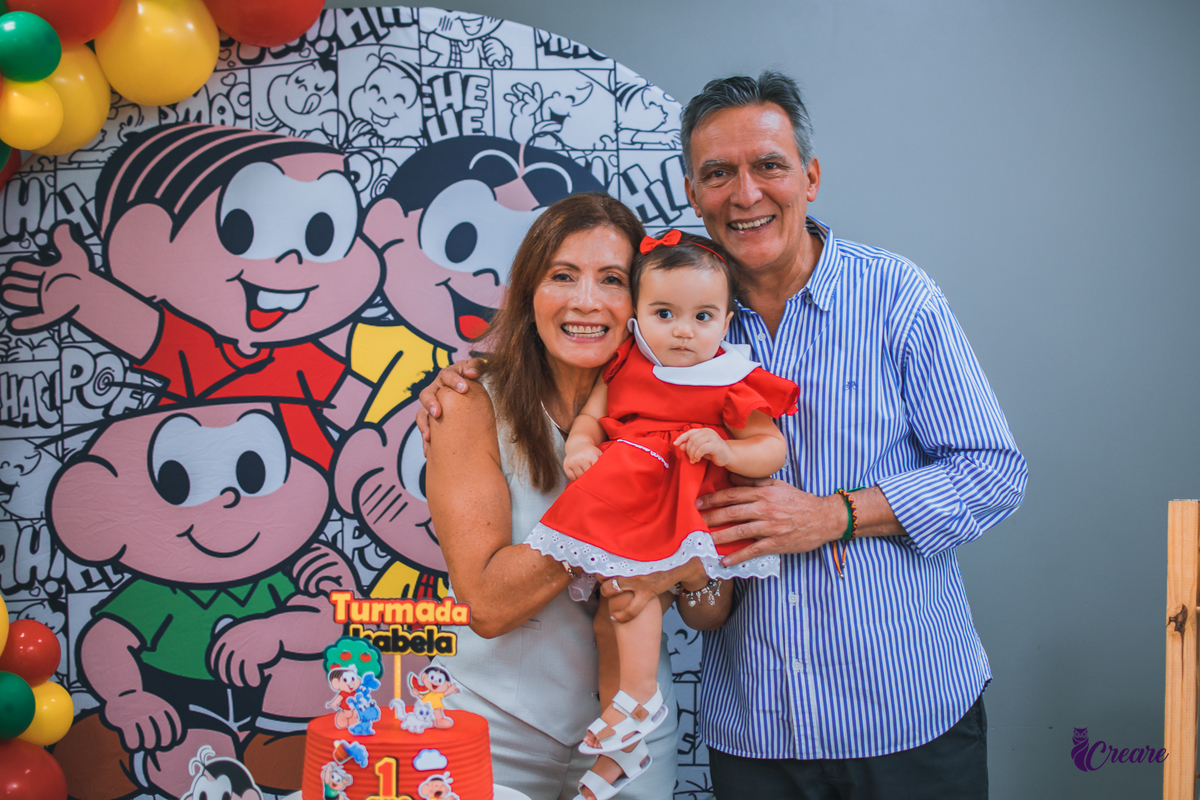 Aniversário de 1 ano, festa de um ano em casa, 1 aninho, fotografia de aniversário de 1 ano, fotógrafo em Santo André, aniversário do bebê em casa, decoração tema turma da Mônica.
