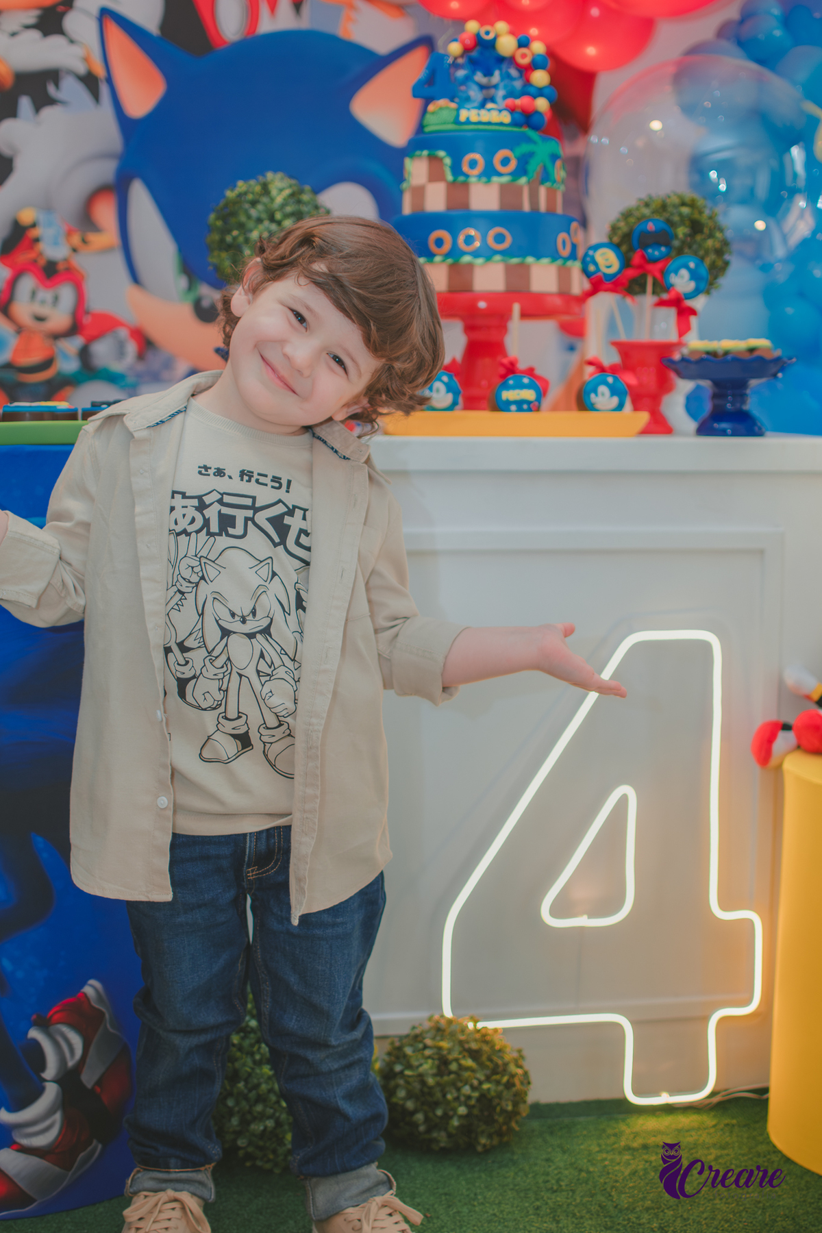 Aniversário de menino de 4 anos, festa infantil em São Bernardo do Campo. Decoração com tema Sonic, festa em casa.