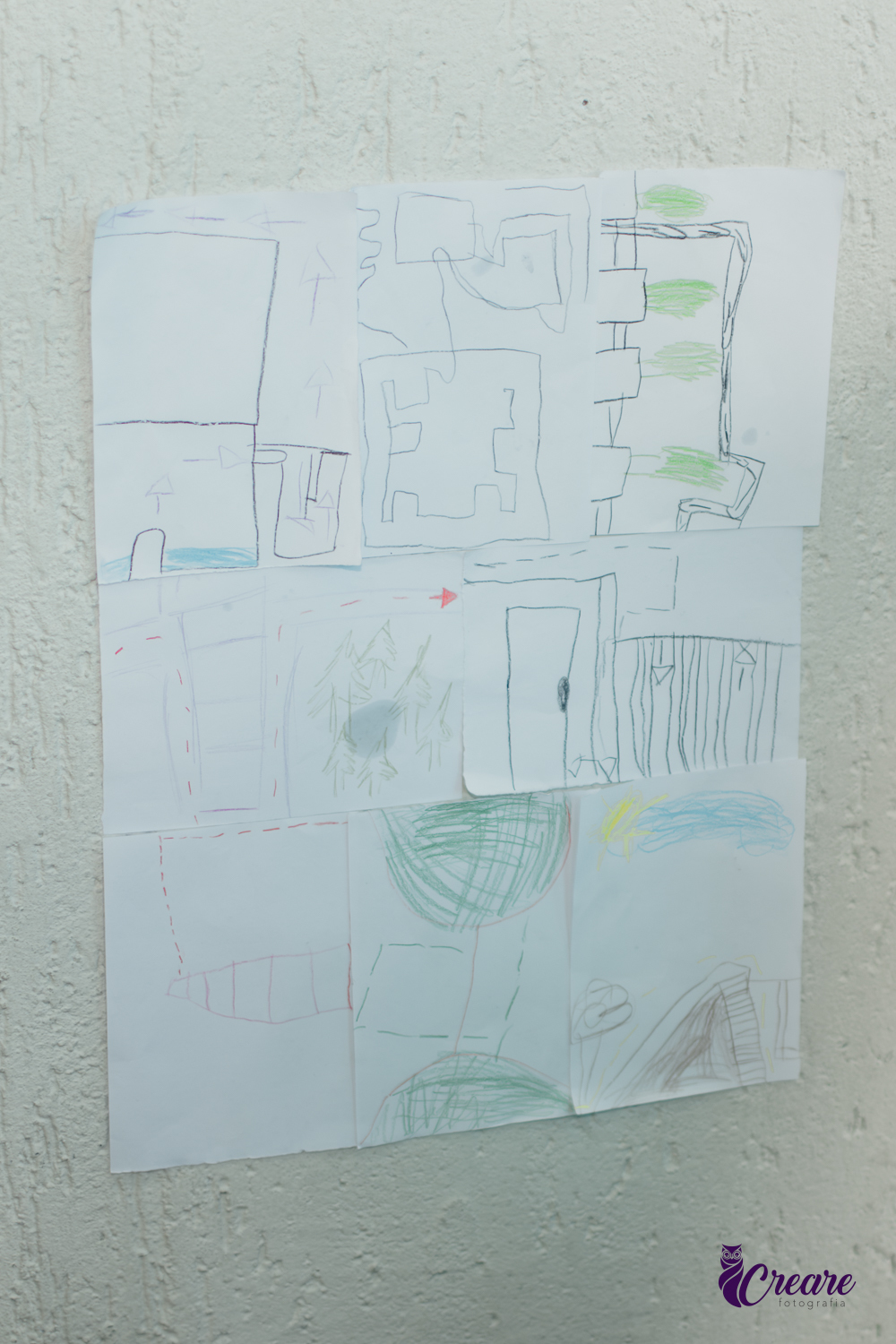 desenho feito por crianças durante festa de aniversário.