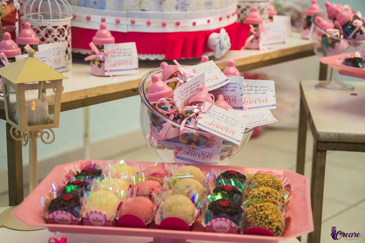 Fotografia de chá de bebê, decoração, chá de bebê de menina. Evento em São Bernardo do Campo.