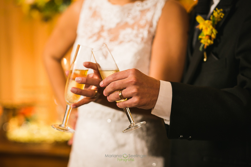 Brinde dos noivos em casamento registrado por Mariana Seelinger Fotografia de Casamentos e Familias em Niterói RJ