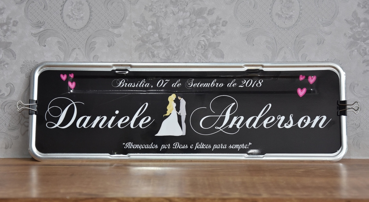 placa personalizadas de carro para casamento