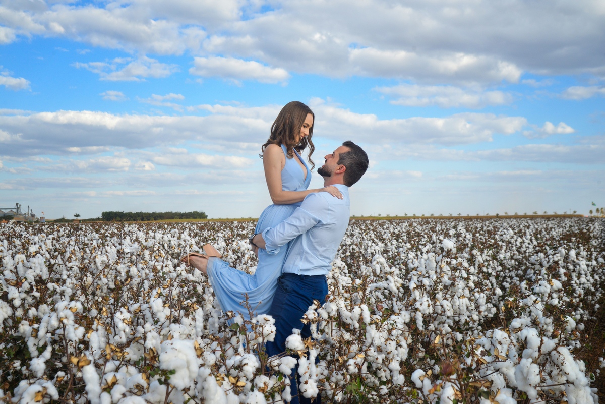 Ensaio fotográfico no campo de algodão
