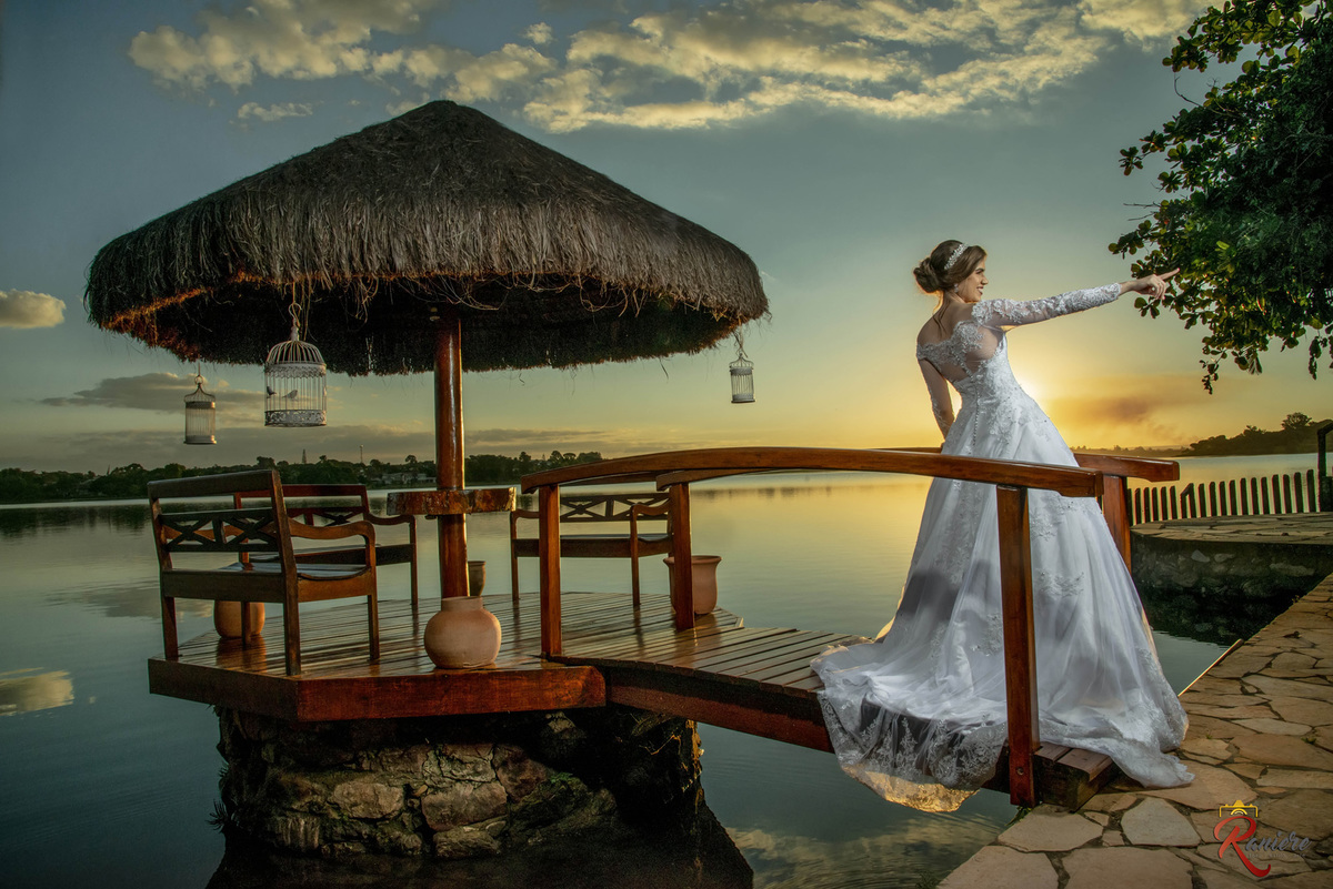 previa de noiva no por do sol