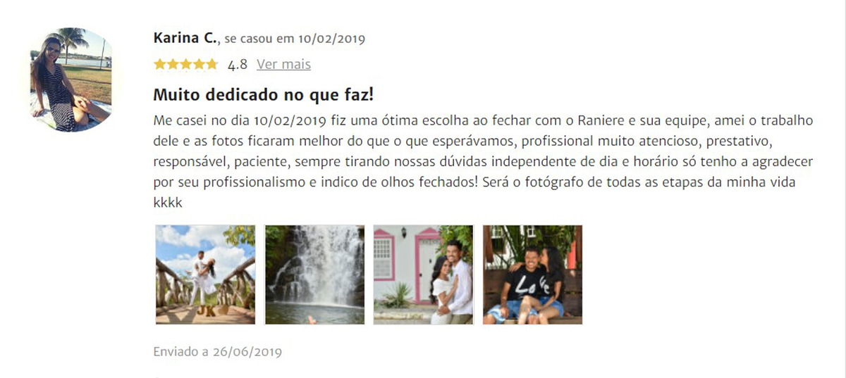 depoimento da noiva sobre o fotografo Raniere Pedroza