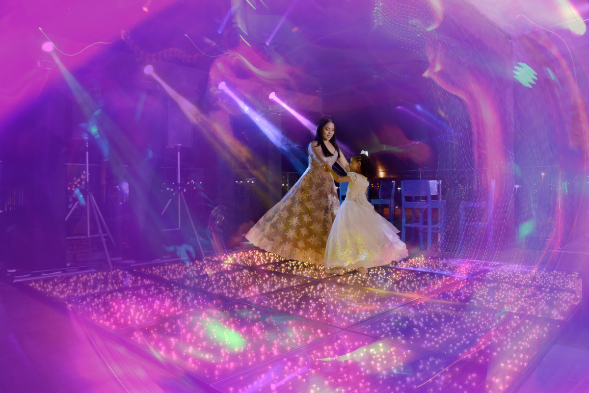 animação de festa com pista de led