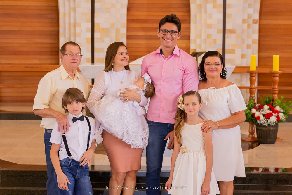 retrato família no batizado