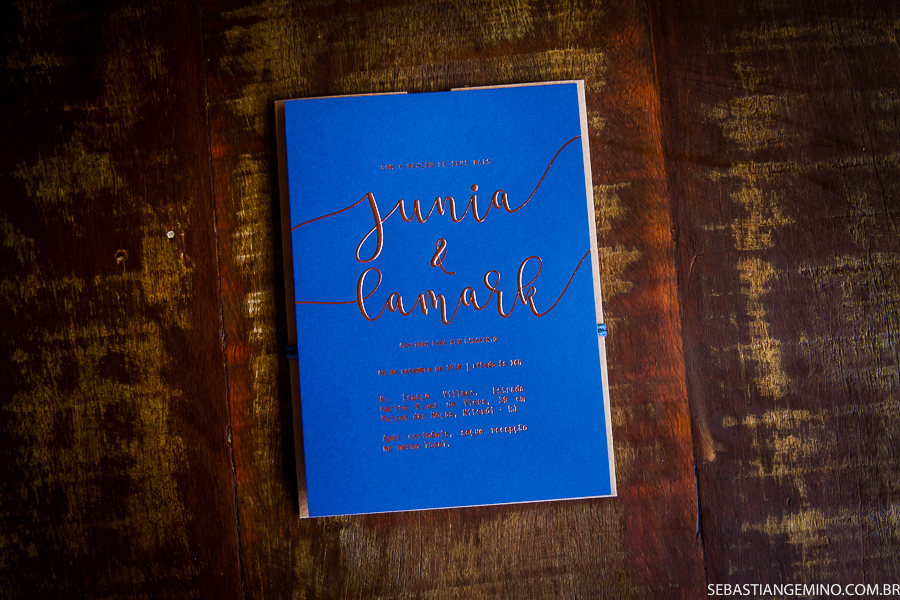 foto convite de casamento azul