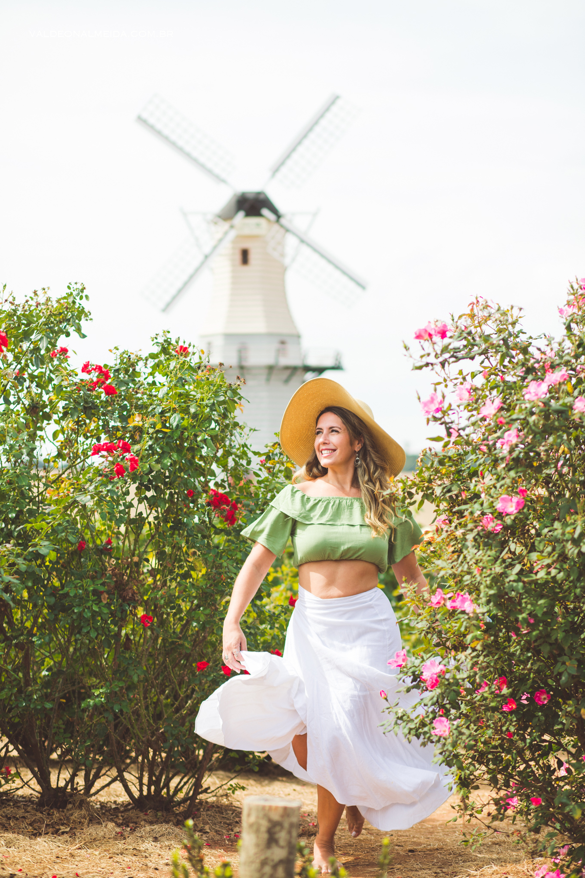 Ensaio feminino na plantação de rosas em Holambra