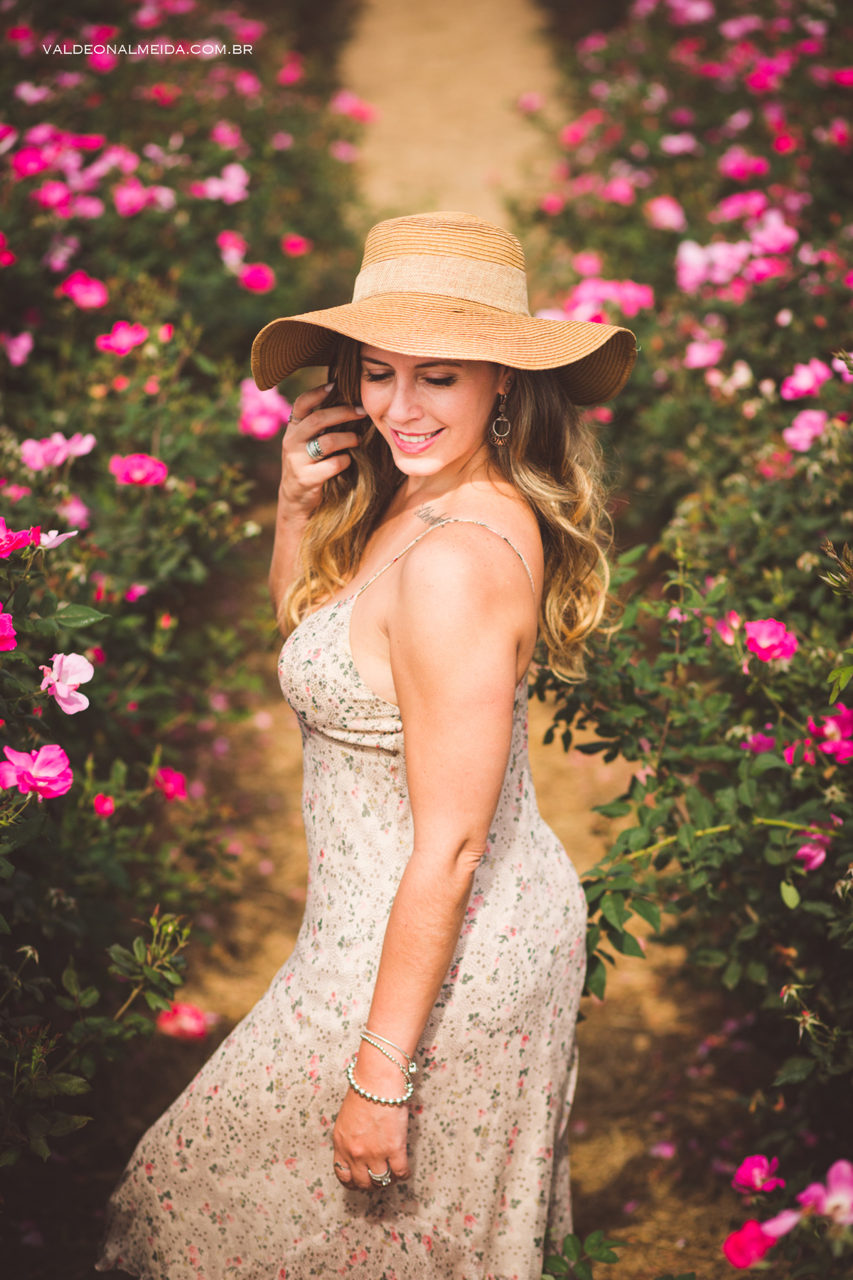 Ensaio feminino na plantação de rosas em Holambra