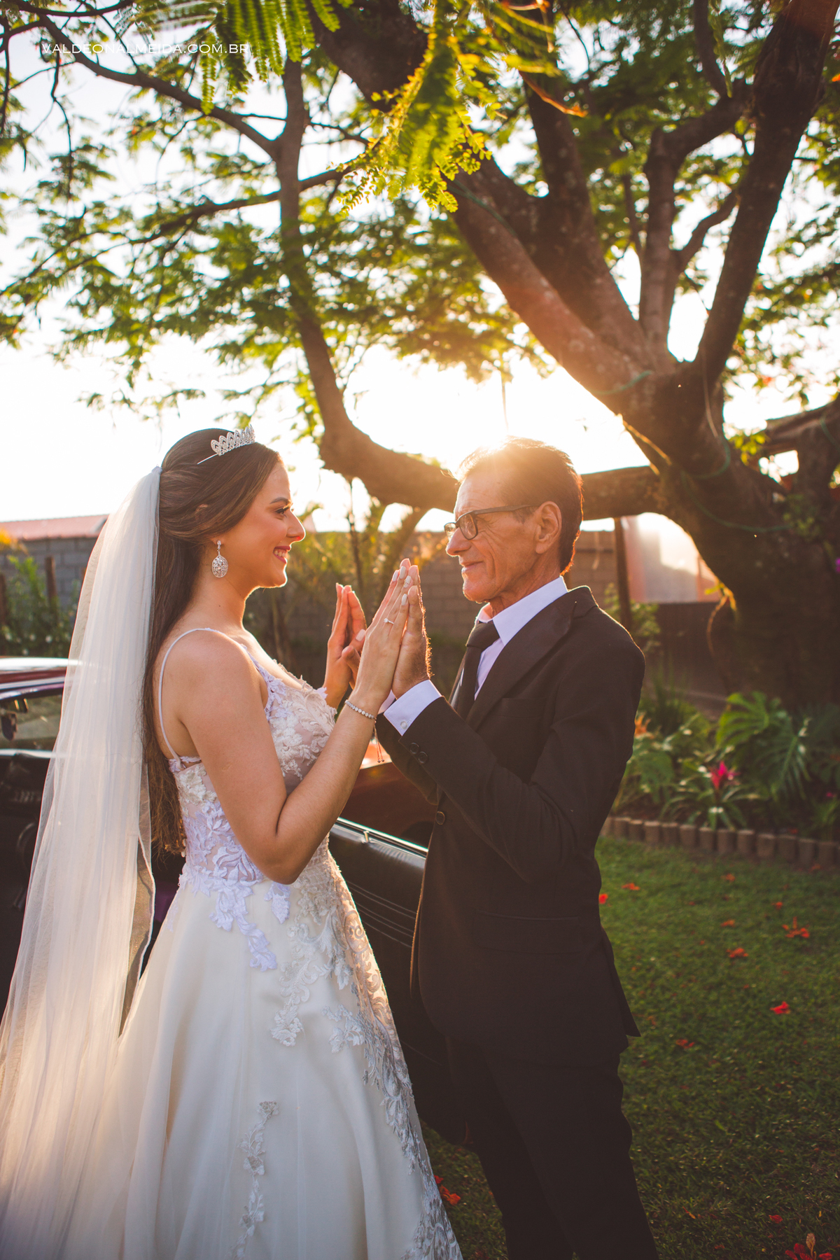 A noiva Hortência com seu pai